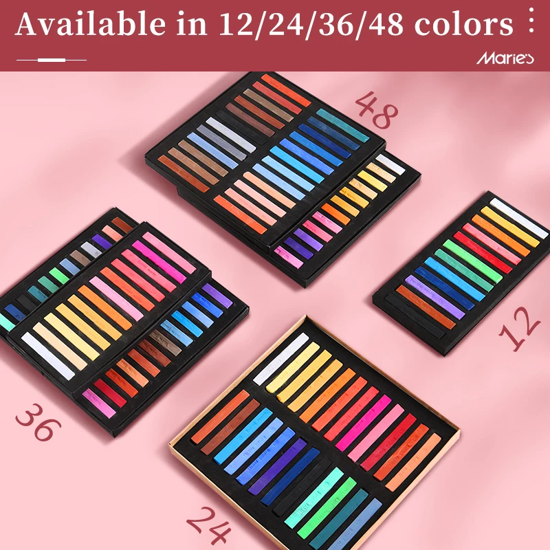 Marie's Soft Chalk Pastels,12/24/36/48 Colors,Drawing Stick for Artist,Professional,Pigment Painting Pen Tool,Powder Color Pens