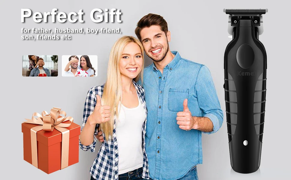 Kemei 2299 Professional Men's Hair/Beard Trimmer with Zero Gap Hair Clipper and T-Shaped Blade, Cordless Charging