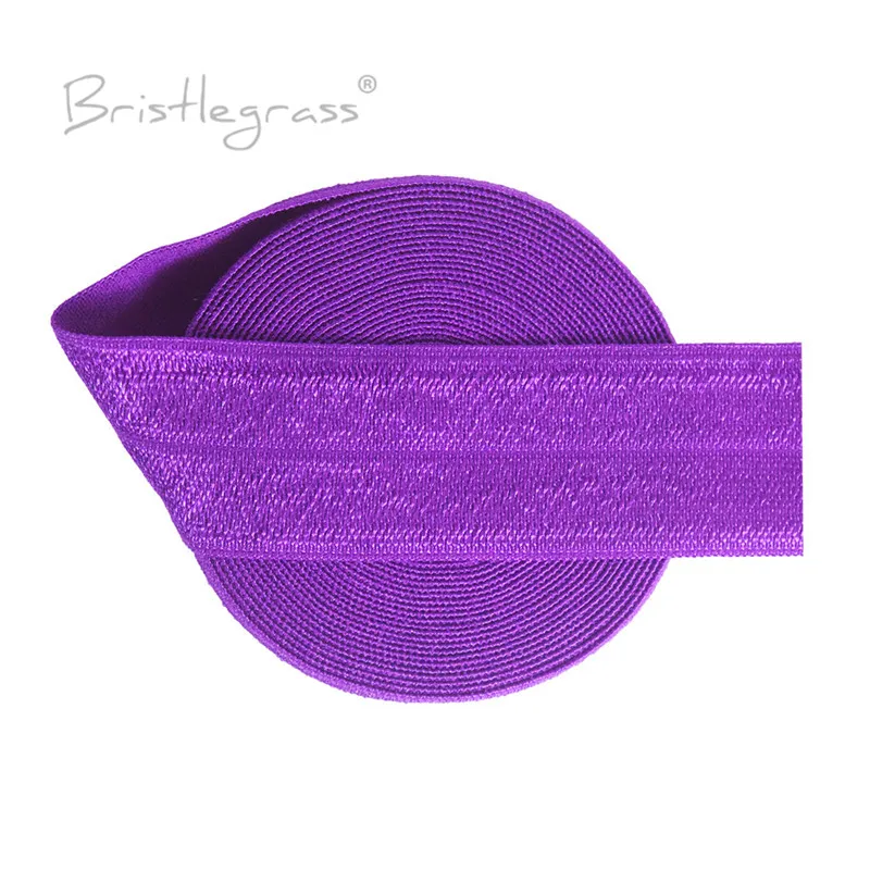 BRISTLEGRASS 2 5 10 50 100 Yard 1" 25mm Solid Shiny Fold Over Elastics Spandex Satin Bands Tape Headband Tutu Dress Sewing Trim