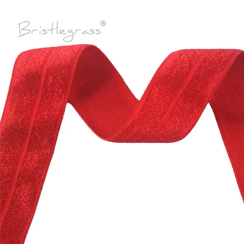 BRISTLEGRASS 2 5 10 50 100 Yard 1" 25mm Solid Shiny Fold Over Elastics Spandex Satin Bands Tape Headband Tutu Dress Sewing Trim