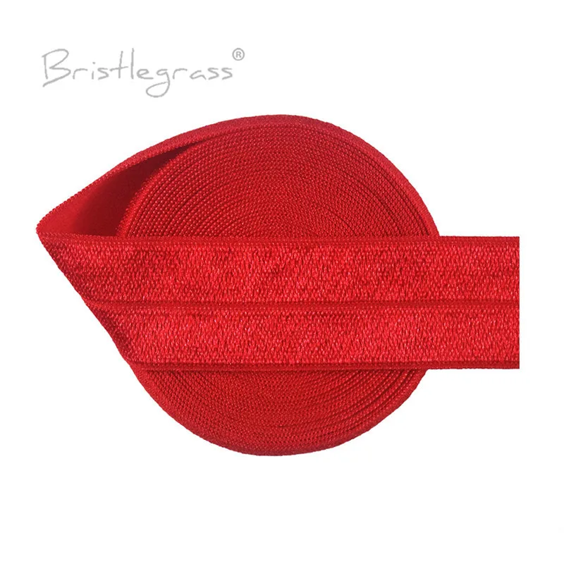 BRISTLEGRASS 2 5 10 50 100 Yard 1" 25mm Solid Shiny Fold Over Elastics Spandex Satin Bands Tape Headband Tutu Dress Sewing Trim