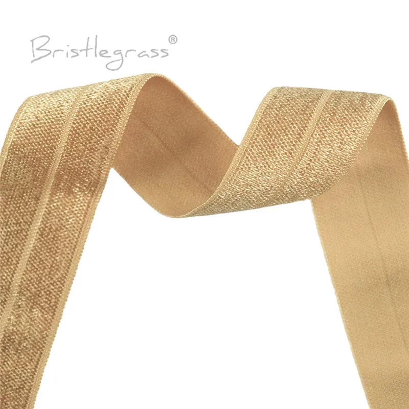 BRISTLEGRASS 2 5 10 50 100 Yard 1" 25mm Solid Shiny Fold Over Elastics Spandex Satin Bands Tape Headband Tutu Dress Sewing Trim