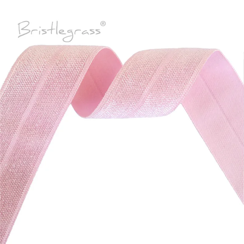 BRISTLEGRASS 2 5 10 50 100 Yard 1" 25mm Solid Shiny Fold Over Elastics Spandex Satin Bands Tape Headband Tutu Dress Sewing Trim