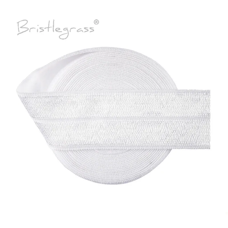 BRISTLEGRASS 2 5 10 50 100 Yard 1" 25mm Solid Shiny Fold Over Elastics Spandex Satin Bands Tape Headband Tutu Dress Sewing Trim