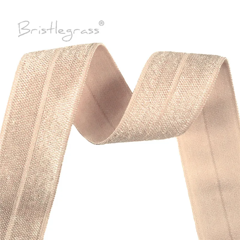 BRISTLEGRASS 2 5 10 50 100 Yard 1" 25mm Solid Shiny Fold Over Elastics Spandex Satin Bands Tape Headband Tutu Dress Sewing Trim