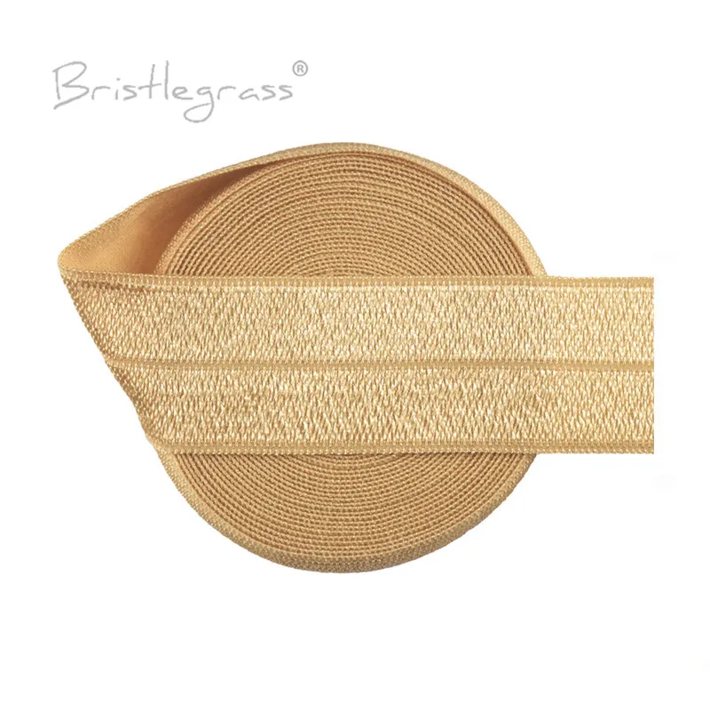 BRISTLEGRASS 2 5 10 50 100 Yard 1" 25mm Solid Shiny Fold Over Elastics Spandex Satin Bands Tape Headband Tutu Dress Sewing Trim