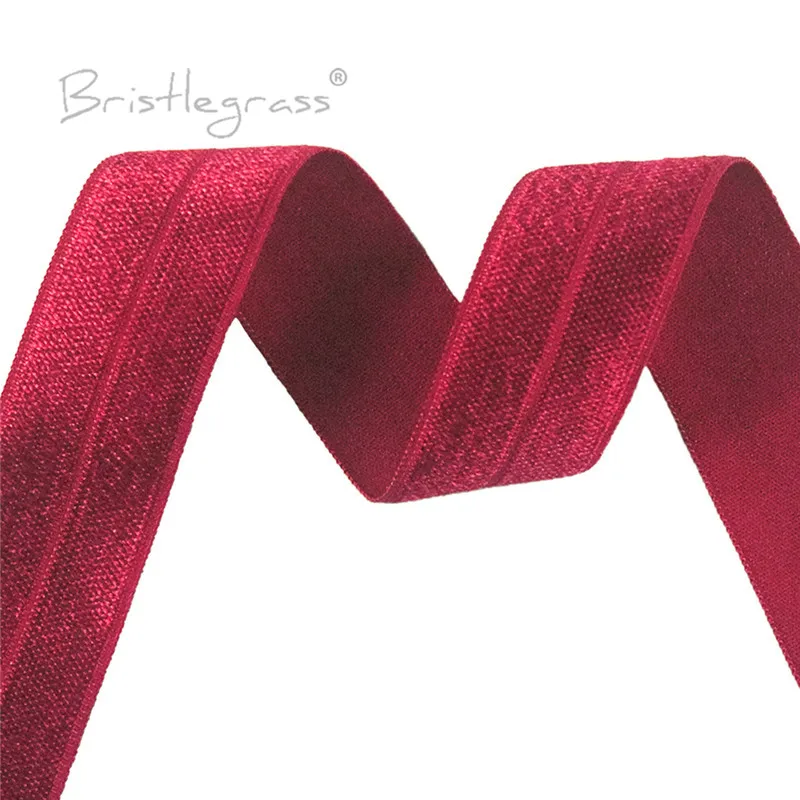 BRISTLEGRASS 2 5 10 50 100 Yard 1" 25mm Solid Shiny Fold Over Elastics Spandex Satin Bands Tape Headband Tutu Dress Sewing Trim