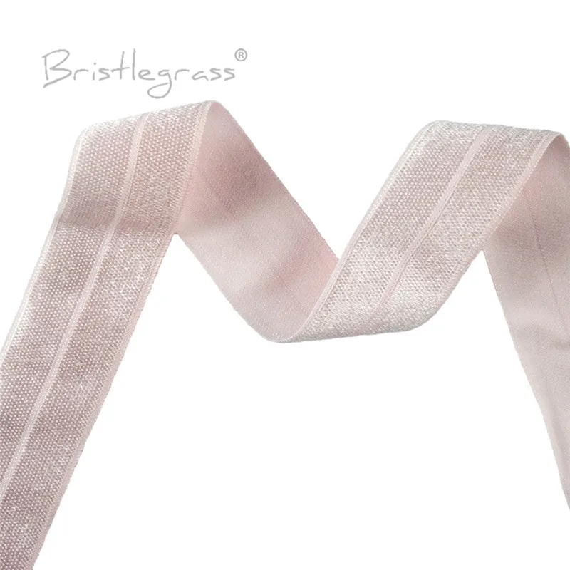 BRISTLEGRASS 2 5 10 50 100 Yard 1" 25mm Solid Shiny Fold Over Elastics Spandex Satin Bands Tape Headband Tutu Dress Sewing Trim