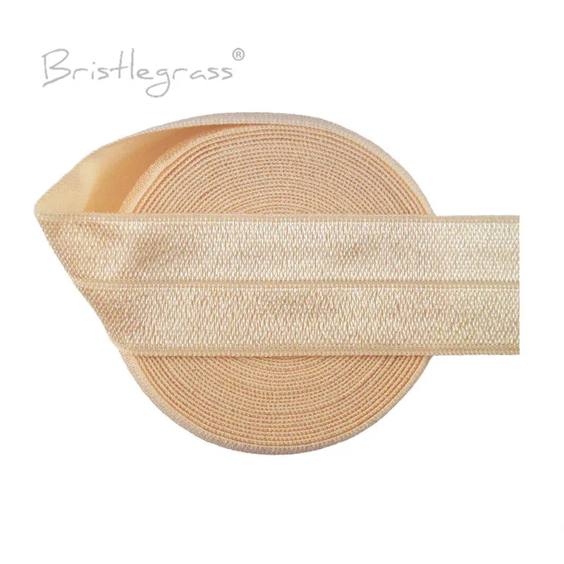 BRISTLEGRASS 2 5 10 50 100 Yard 1" 25mm Solid Shiny Fold Over Elastics Spandex Satin Bands Tape Headband Tutu Dress Sewing Trim