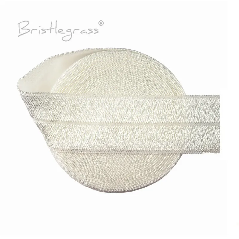 BRISTLEGRASS 2 5 10 50 100 Yard 1" 25mm Solid Shiny Fold Over Elastics Spandex Satin Bands Tape Headband Tutu Dress Sewing Trim