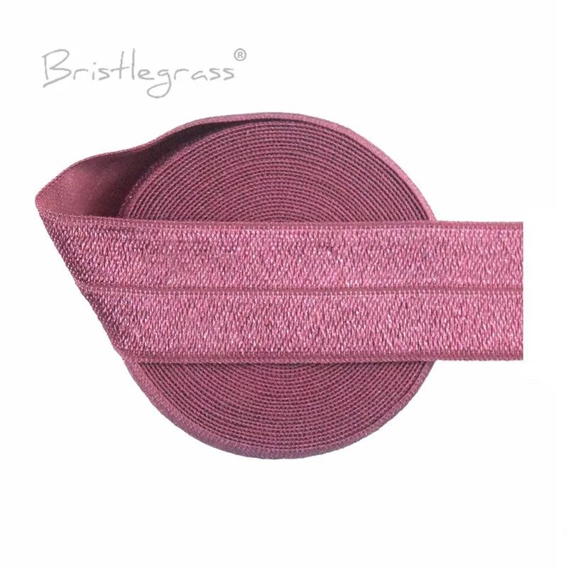 BRISTLEGRASS 2 5 10 50 100 Yard 1" 25mm Solid Shiny Fold Over Elastics Spandex Satin Bands Tape Headband Tutu Dress Sewing Trim