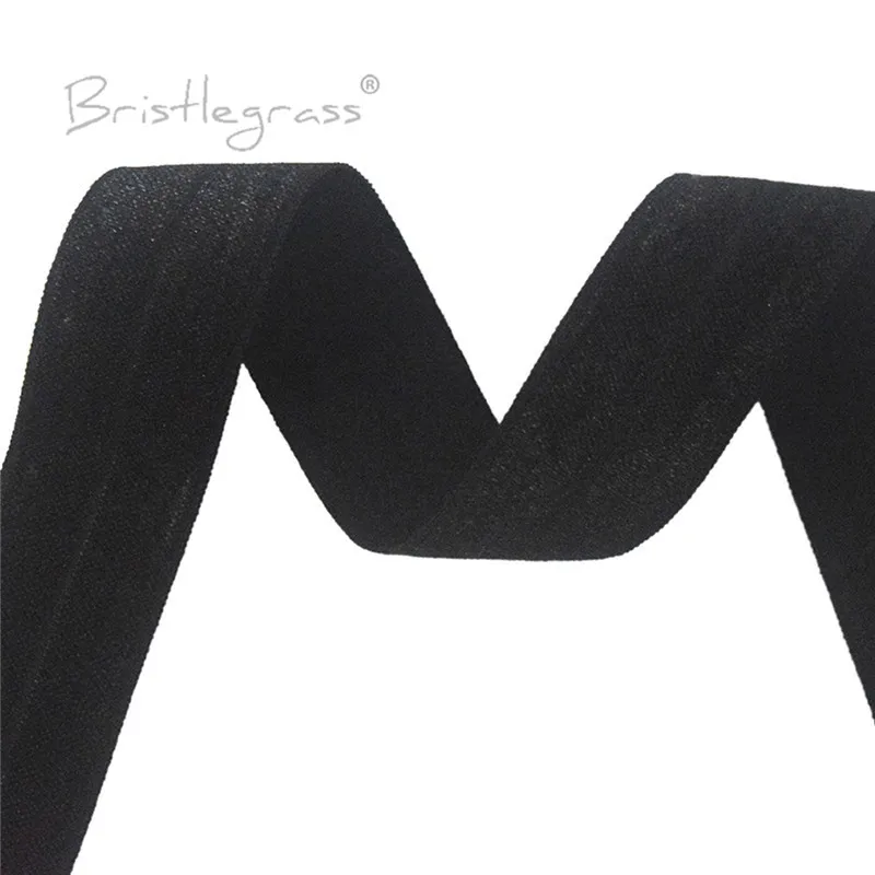 BRISTLEGRASS 2 5 10 50 100 Yard 1" 25mm Solid Shiny Fold Over Elastics Spandex Satin Bands Tape Headband Tutu Dress Sewing Trim