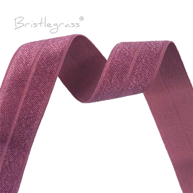 BRISTLEGRASS 2 5 10 50 100 Yard 1" 25mm Solid Shiny Fold Over Elastics Spandex Satin Bands Tape Headband Tutu Dress Sewing Trim