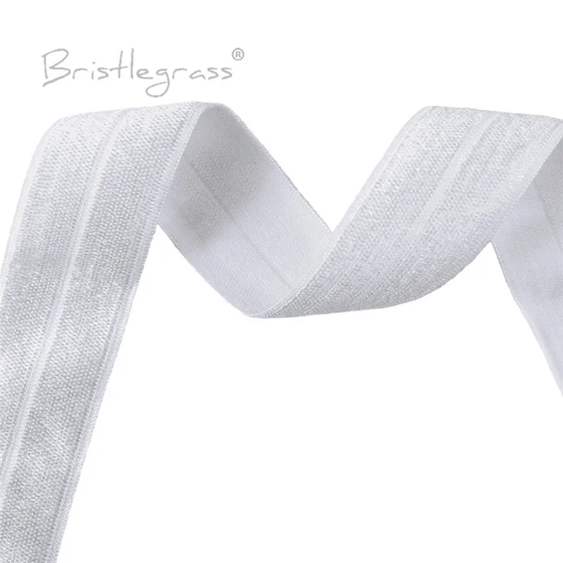 BRISTLEGRASS 2 5 10 50 100 Yard 1" 25mm Solid Shiny Fold Over Elastics Spandex Satin Bands Tape Headband Tutu Dress Sewing Trim