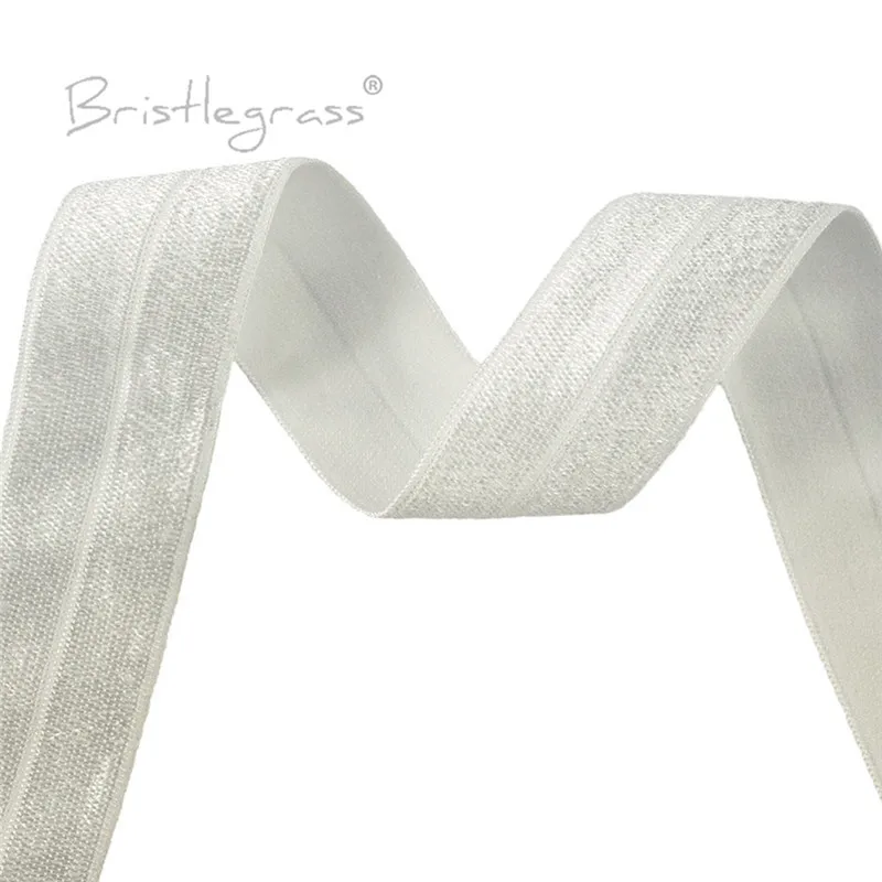 BRISTLEGRASS 2 5 10 50 100 Yard 1" 25mm Solid Shiny Fold Over Elastics Spandex Satin Bands Tape Headband Tutu Dress Sewing Trim