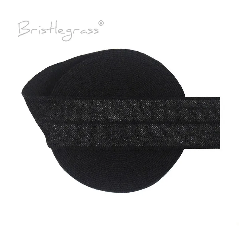 BRISTLEGRASS 2 5 10 50 100 Yard 1" 25mm Solid Shiny Fold Over Elastics Spandex Satin Bands Tape Headband Tutu Dress Sewing Trim