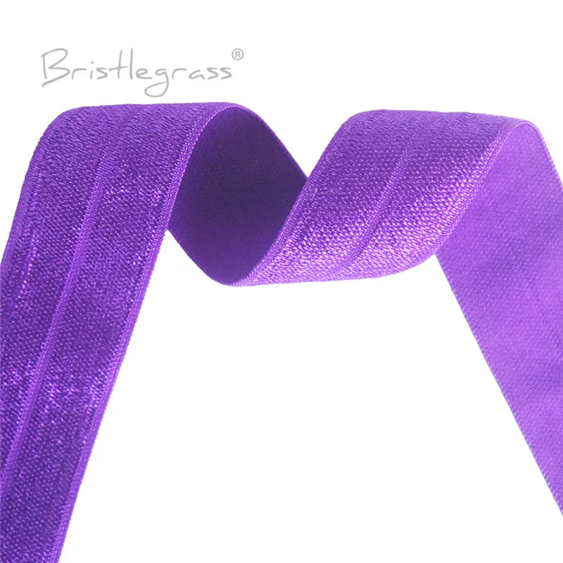 BRISTLEGRASS 2 5 10 50 100 Yard 1" 25mm Solid Shiny Fold Over Elastics Spandex Satin Bands Tape Headband Tutu Dress Sewing Trim