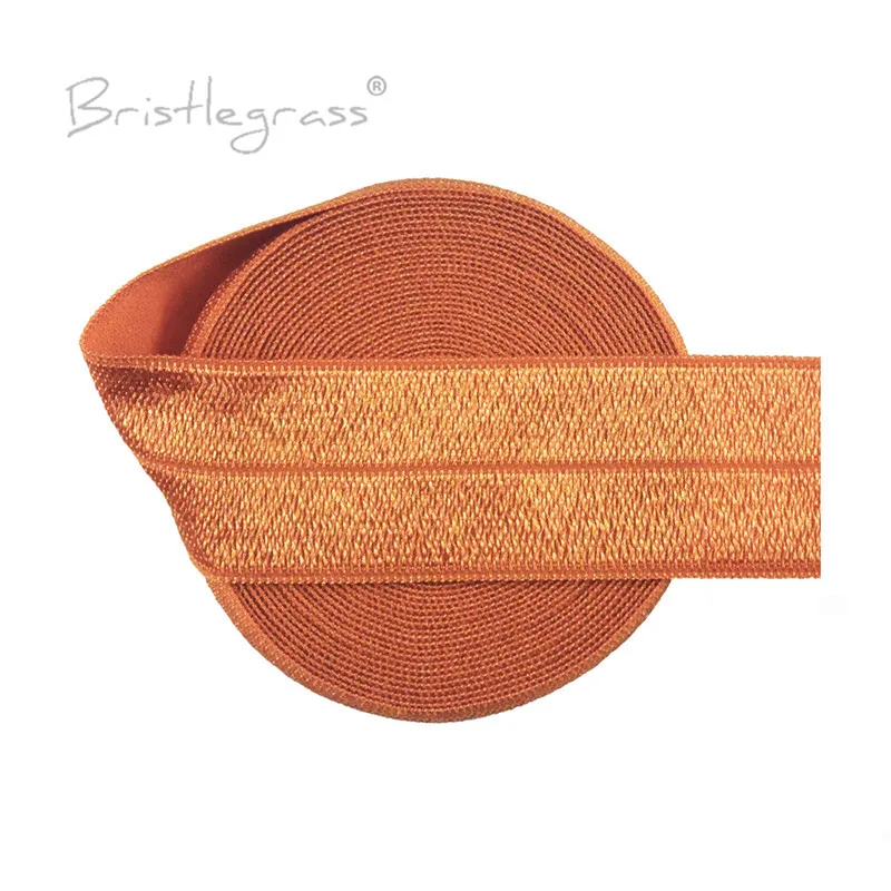 BRISTLEGRASS 2 5 10 50 100 Yard 1" 25mm Solid Shiny Fold Over Elastics Spandex Satin Bands Tape Headband Tutu Dress Sewing Trim