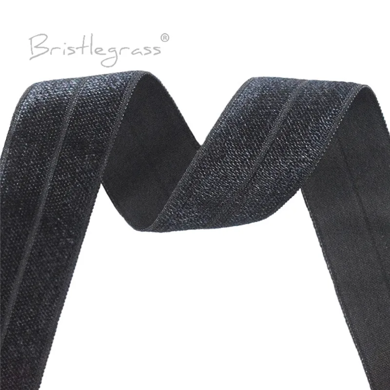 BRISTLEGRASS 2 5 10 50 100 Yard 1" 25mm Solid Shiny Fold Over Elastics Spandex Satin Bands Tape Headband Tutu Dress Sewing Trim