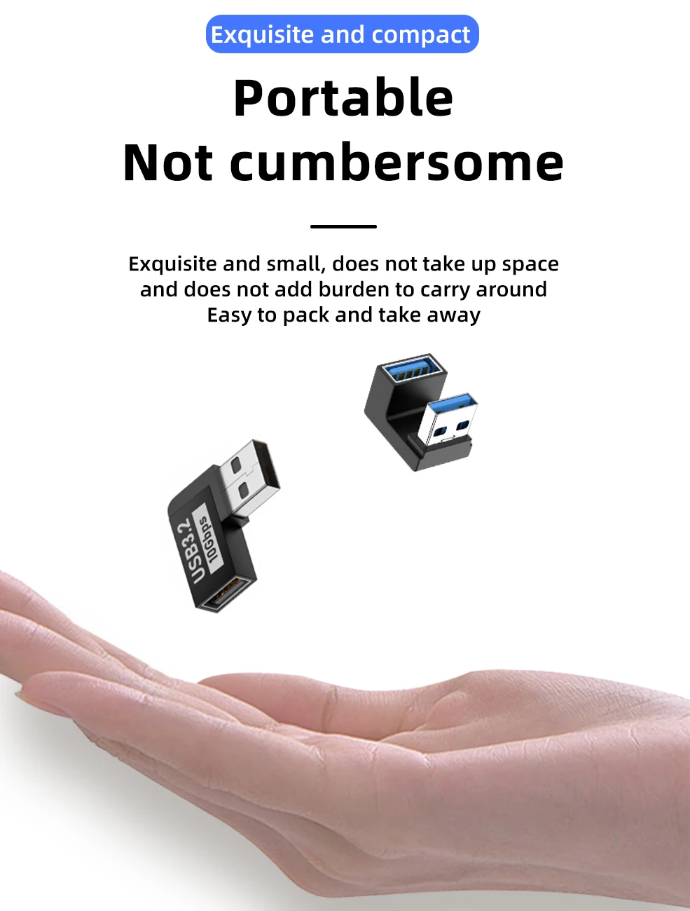 90 Degree USB 3.0 Male to Female Right Angle Extension Adapter USB Upward Elbow Adapter 10Gbps For Laptop PC Connector Converte