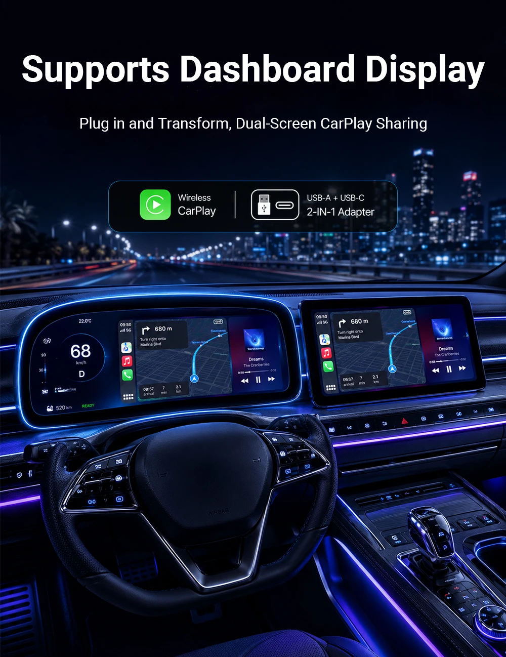 New Super Mini Carplay AI Box Wired to Wireless CarPlay&Android Auto 2in1 Box 5GHz WiFi5 for 99% Original Wired CarPlay/Auto Car