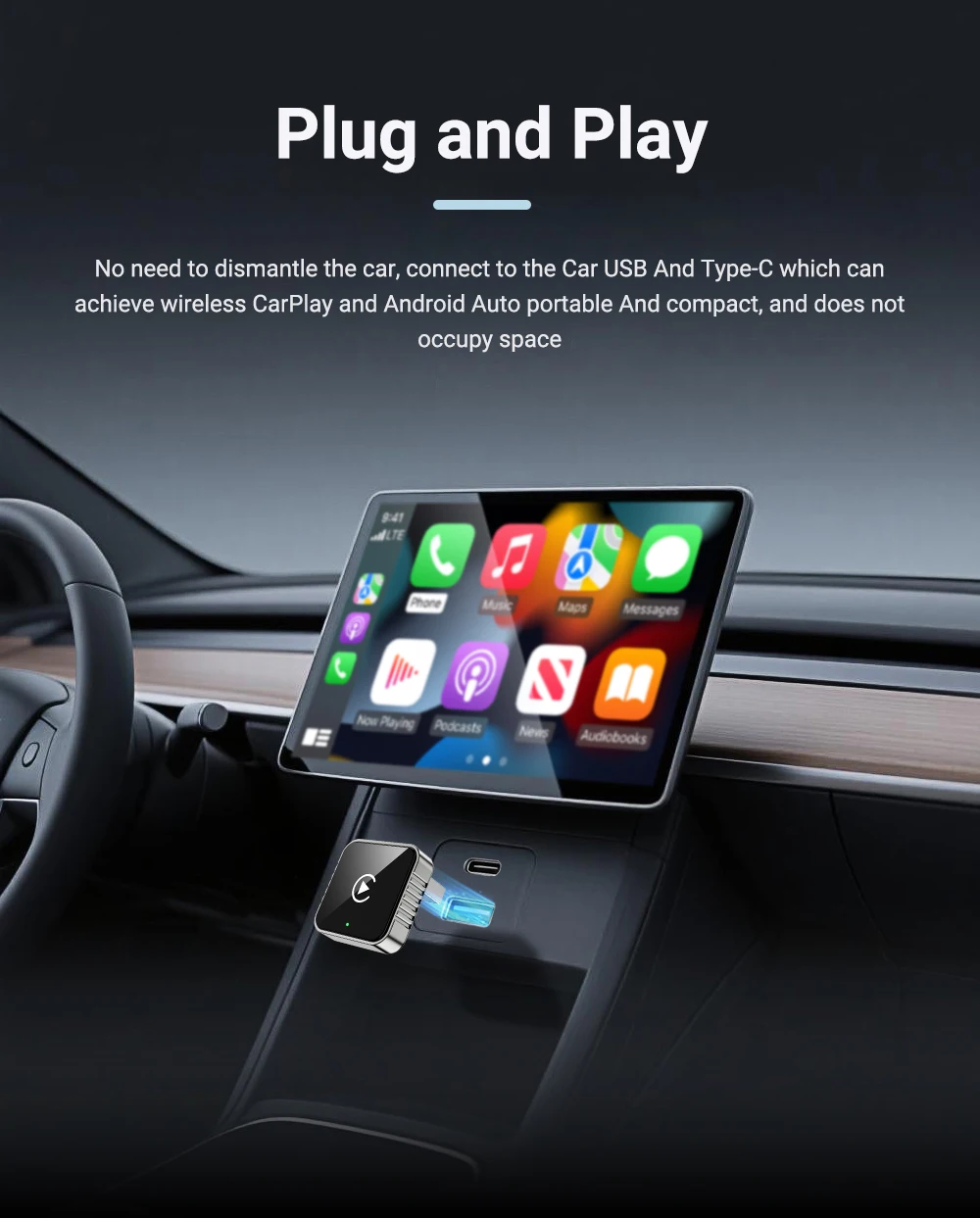 New Super Mini Carplay AI Box Wired to Wireless CarPlay&Android Auto 2in1 Box 5GHz WiFi5 for 99% Original Wired CarPlay/Auto Car