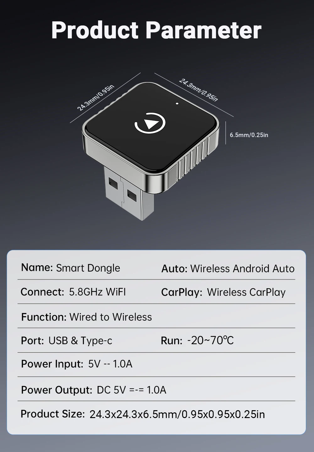 New Super Mini Carplay AI Box Wired to Wireless CarPlay&Android Auto 2in1 Box 5GHz WiFi5 for 99% Original Wired CarPlay/Auto Car