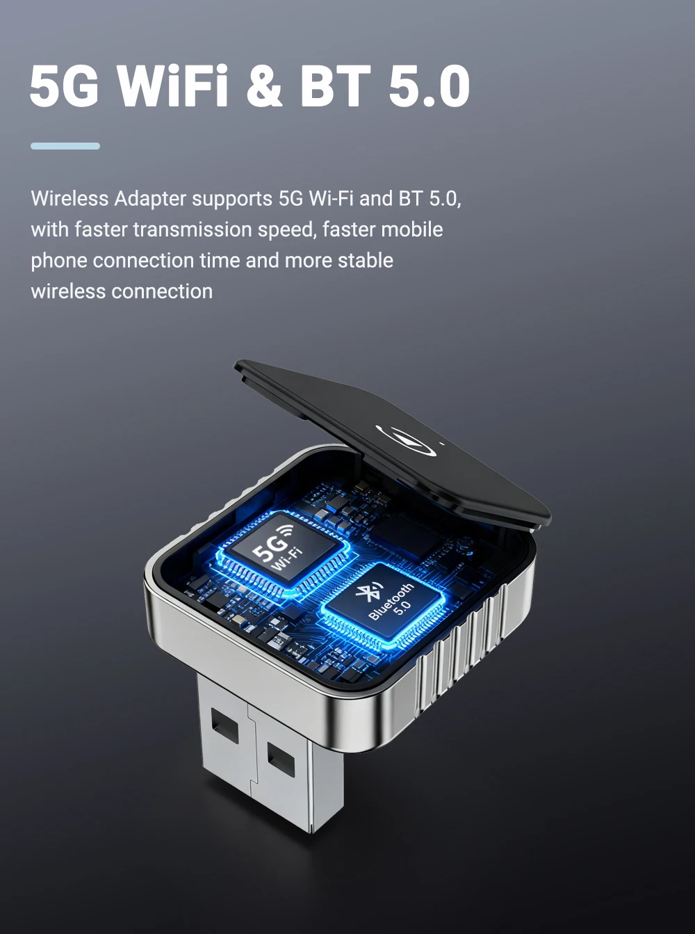 New Super Mini Carplay AI Box Wired to Wireless CarPlay&Android Auto 2in1 Box 5GHz WiFi5 for 99% Original Wired CarPlay/Auto Car
