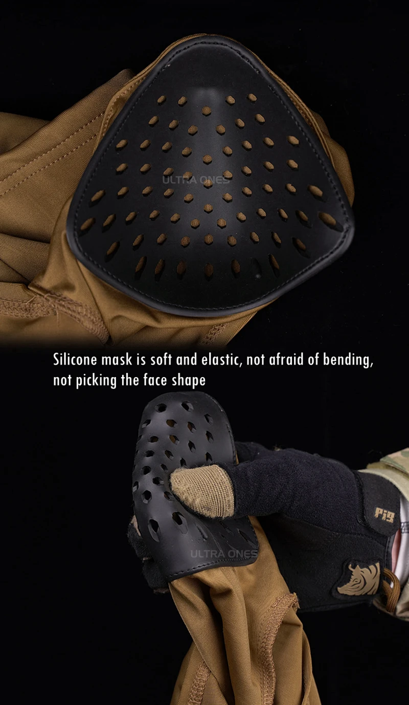 Tactical Mask Outdoor Balaclava Head Hood Silicone Half Face Windproof Headgear Airsoft Hunting CS Game Sunscreen Cap