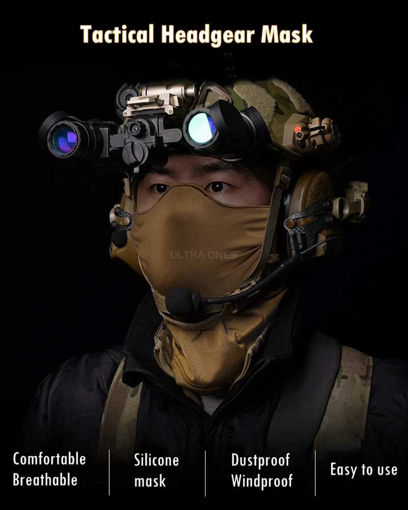 Tactical Mask Outdoor Balaclava Head Hood Silicone Half Face Windproof Headgear Airsoft Hunting CS Game Sunscreen Cap