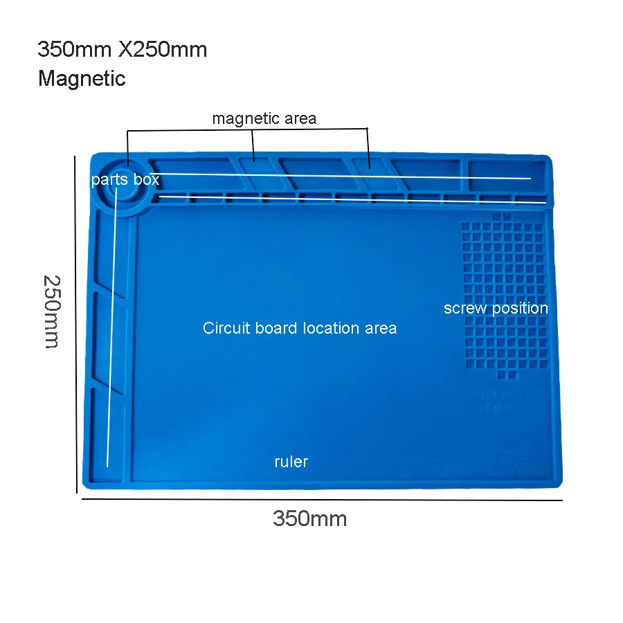 Silicone Soldering Mat Pad Desk Platform for Welding Station Iron Phone PC Repair Magnetic Heat Insulation No Lead S-160