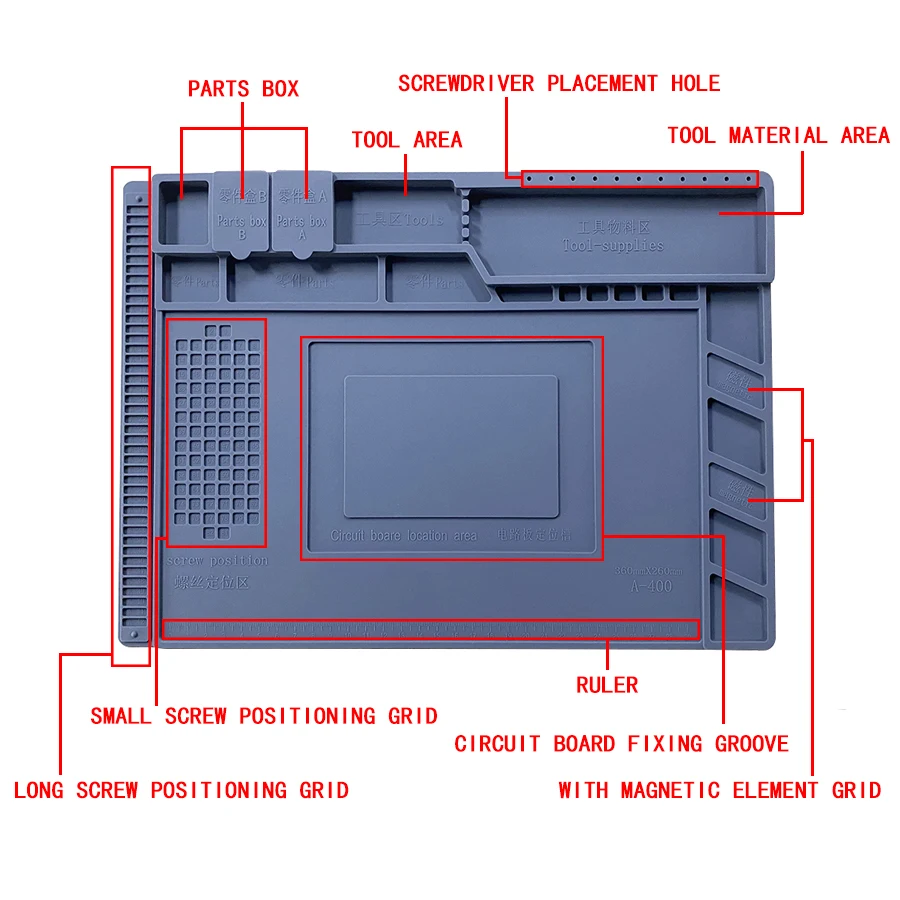 Silicone Soldering Mat Pad Desk Platform for Welding Station Iron Phone PC Repair Magnetic Heat Insulation No Lead S-160