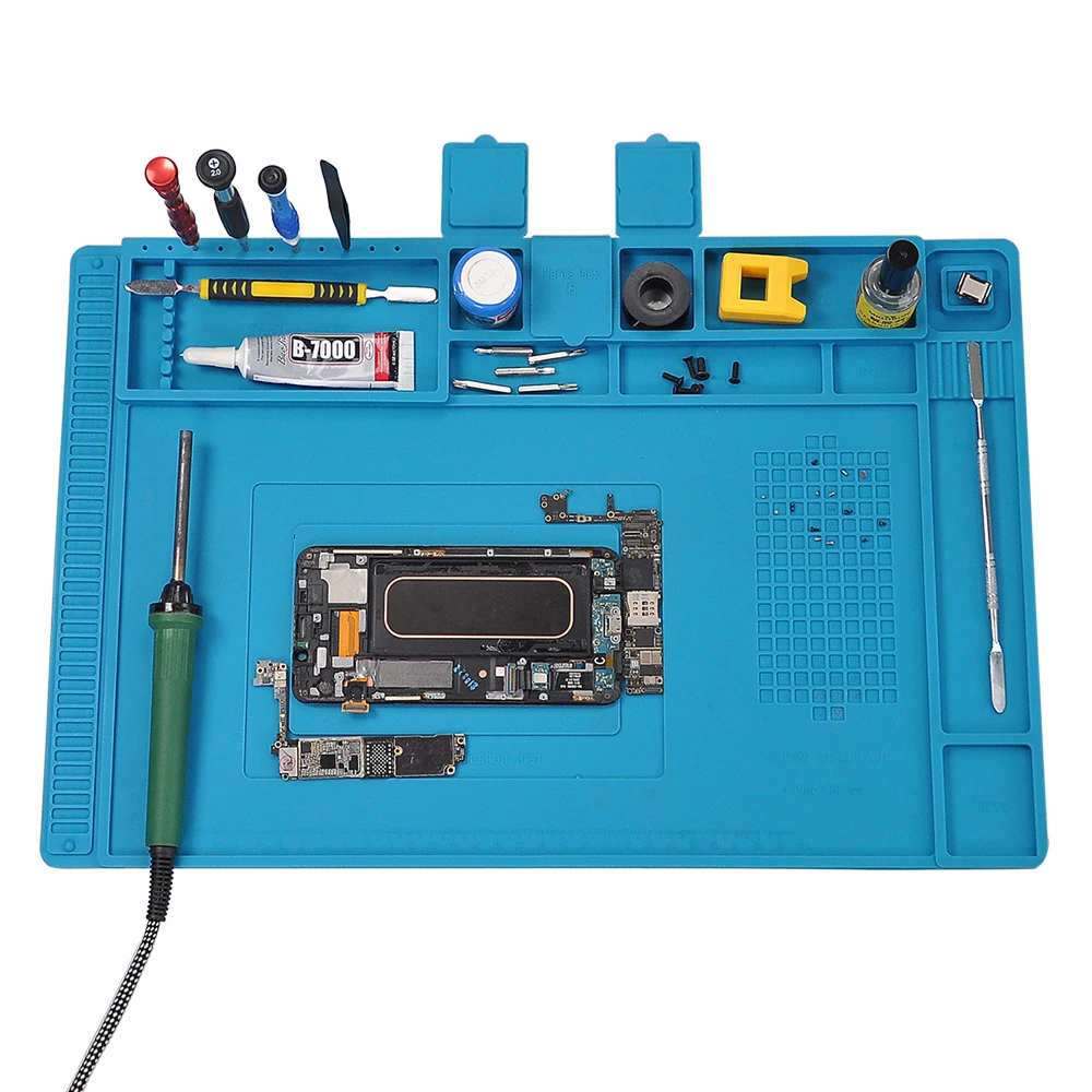Silicone Soldering Mat Pad Desk Platform for Welding Station Iron Phone PC Repair Magnetic Heat Insulation No Lead S-160