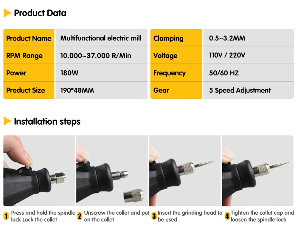 180W Power Electric Mini Drill Engraver Rotary Tool Polishing Grinder Variable Speed Dremel Engraving Pen with Accessories