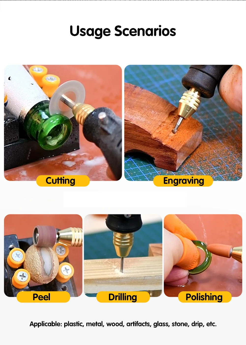180W Power Electric Mini Drill Engraver Rotary Tool Polishing Grinder Variable Speed Dremel Engraving Pen with Accessories