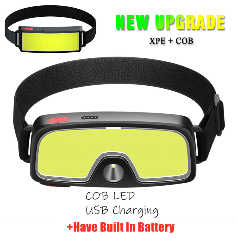 Hot COB LED Headlight Flashlight 3 Modes Light USB Rechargeable Head Lamp Built-in 1200mah Outdoor Hiking Camping Lamp