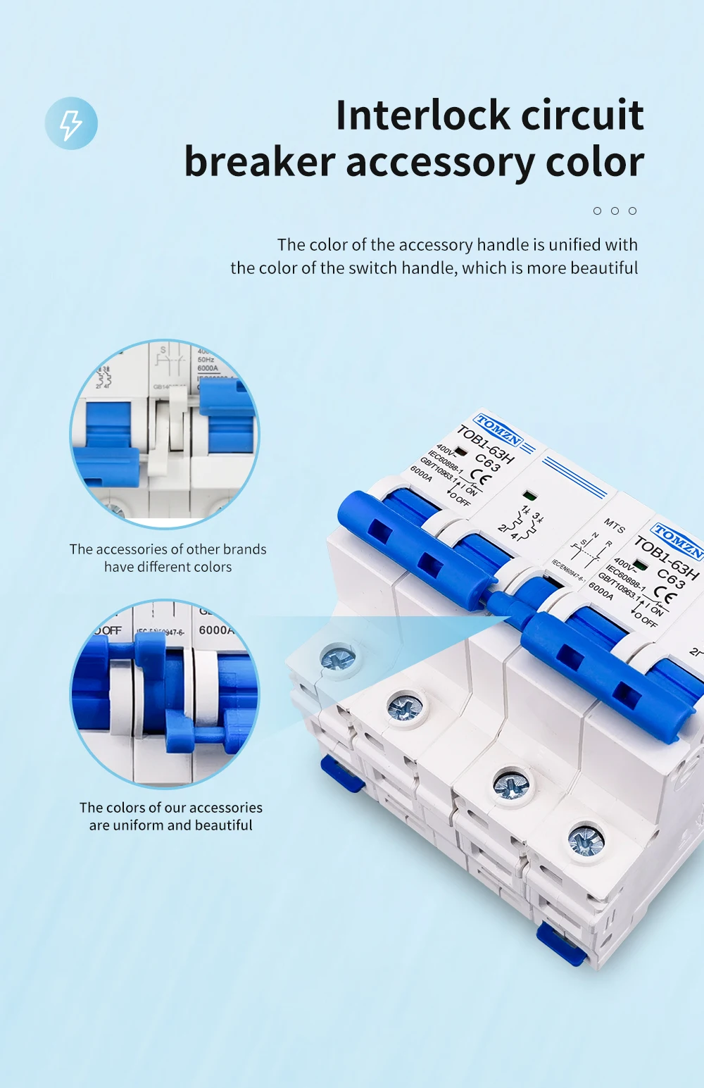 2P+2P MTS TOMZN AC Dual Power Manual Transfer Switch Circuit Breaker MCB 50HZ/60HZ