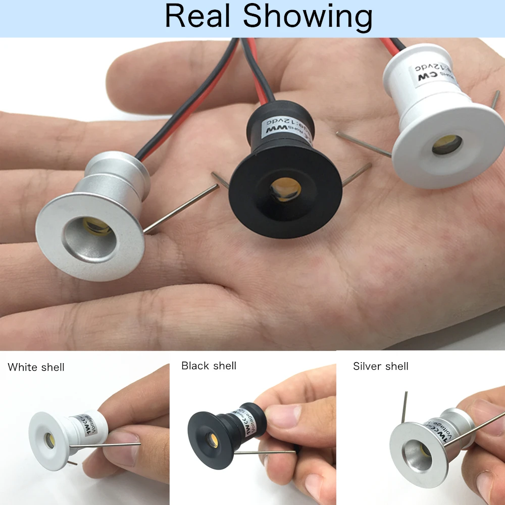 Small Spot Light 1W Mini LED Spotlight 12V Dimmable 15mm Cutout Recessed Downlight IP65 Ceiling Lamp Showcase Display Lighting