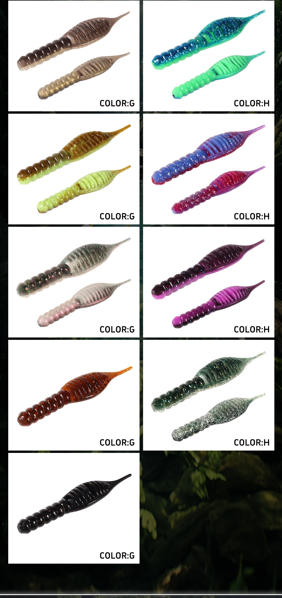 Supercontinent fanatik Lures 80mm/8pcs 55mm/15pcs Soft Lure Fishing Lures Soft Silicone Baits Larva soft bait