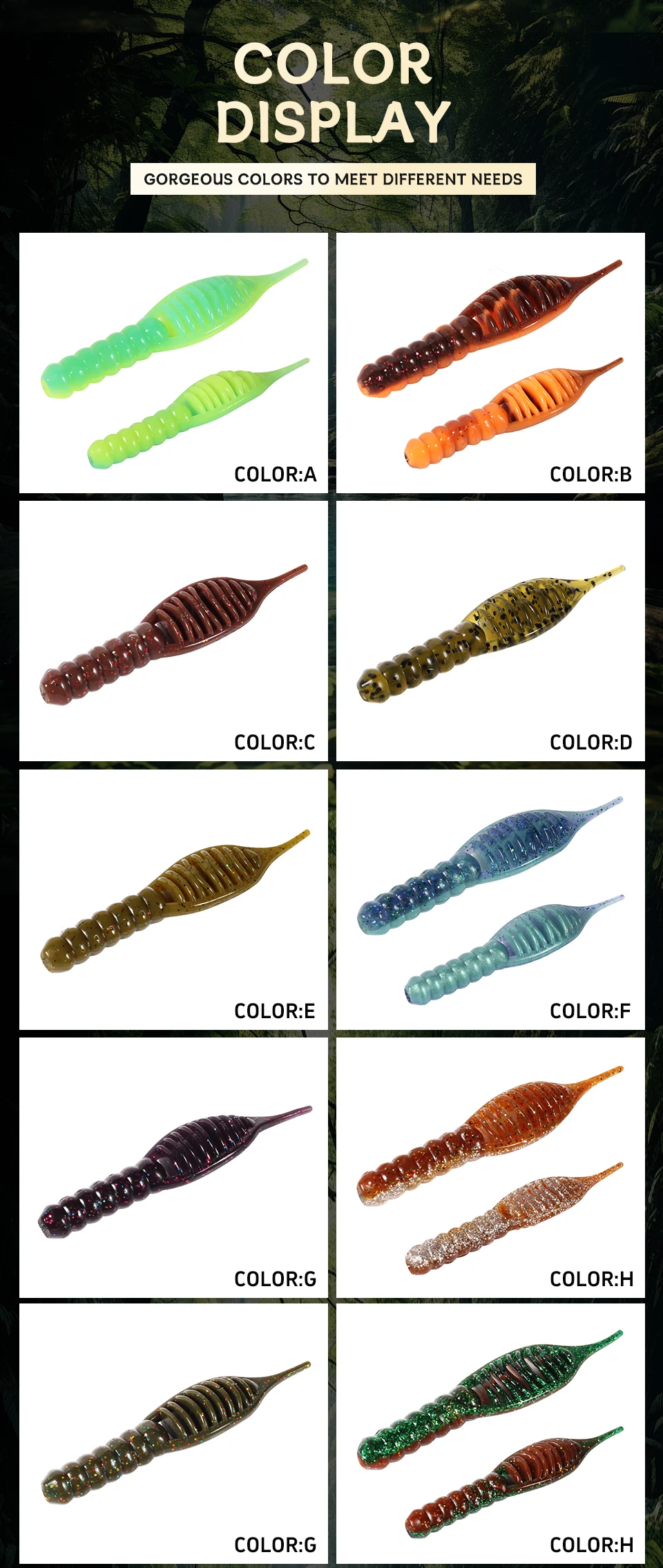 Supercontinent fanatik Lures 80mm/8pcs 55mm/15pcs Soft Lure Fishing Lures Soft Silicone Baits Larva soft bait