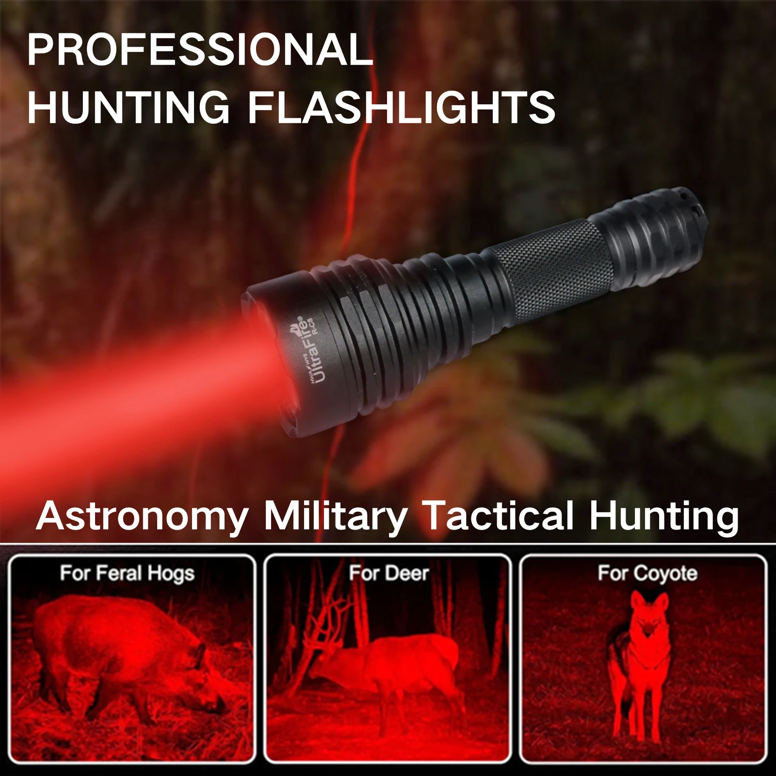 UltraFire C8 Red Light Flashlight Powerful Professional Tactical Hunting FlashLights Coyote Night Vision Lamp for Astronomy
