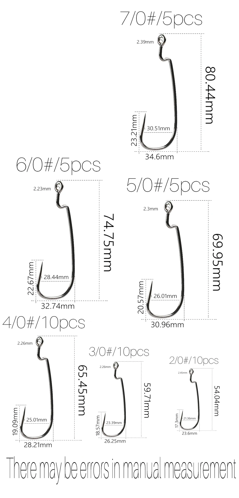 Supercontinent Offset with Big Rings Carbon Steel Crank Hooks Tackle Worm Hooks with Big Eyes Ring