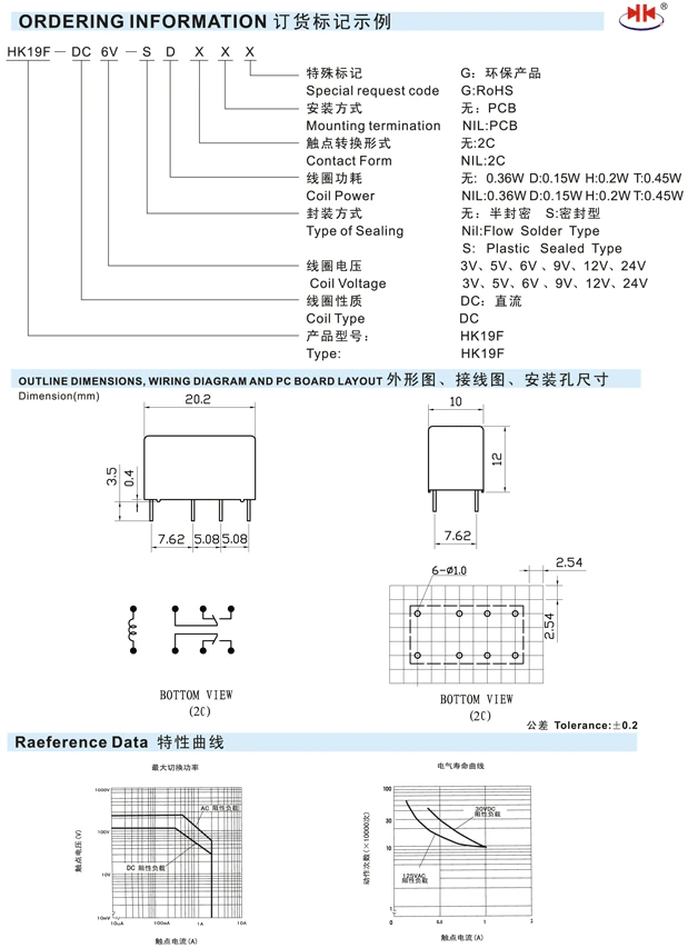 Relay HK19F-DC3V-SHG HK19F-DC5V-SHG HK19F-DC12V-SHG HK19F-DC12V-SHG HK19F-DC24V-SHG HK19F 3V 5V 9V 12V 24V 8PIN