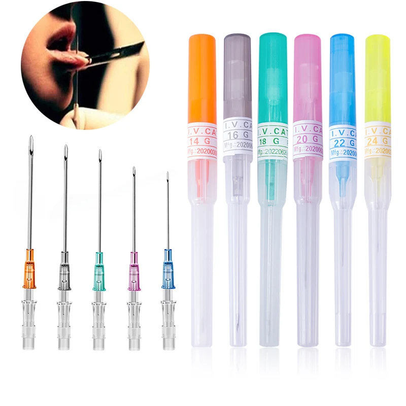 6pcs Sterilized Catheter Piercing Needles Supply Professional Piercing Stores Home Nose Lip Ear Eyebrow Body Piercing Needle