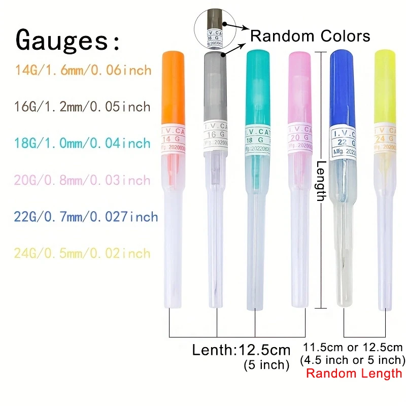 6pcs Sterilized Catheter Piercing Needles Supply Professional Piercing Stores Home Nose Lip Ear Eyebrow Body Piercing Needle