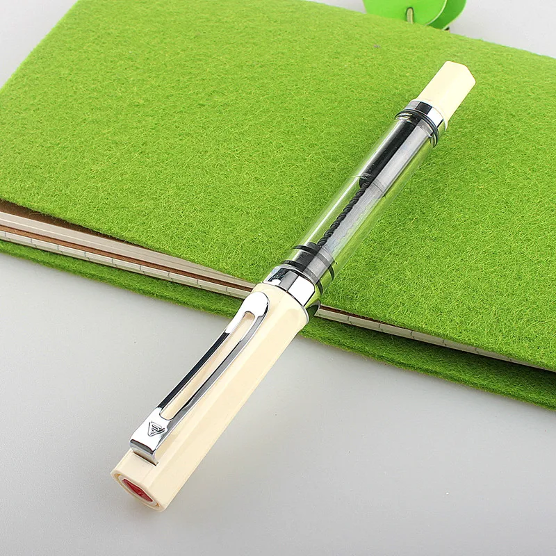 Lanbitou Transparent Fountain Pen Plastic F/EF/Hooded Nib Piston Filler Ink Pens for Writing School Office Supplies Stationery
