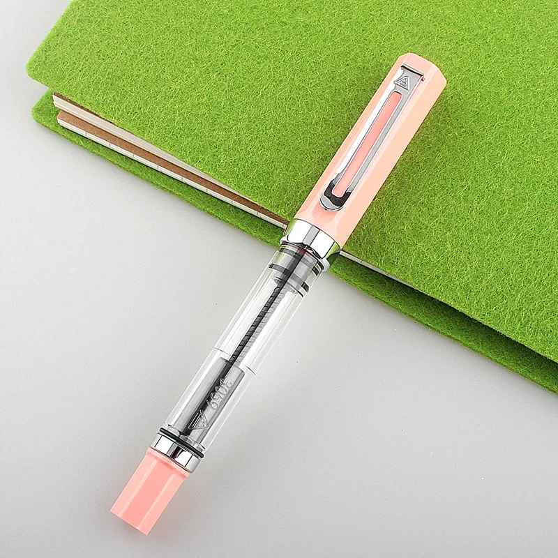 Lanbitou Transparent Fountain Pen Plastic F/EF/Hooded Nib Piston Filler Ink Pens for Writing School Office Supplies Stationery