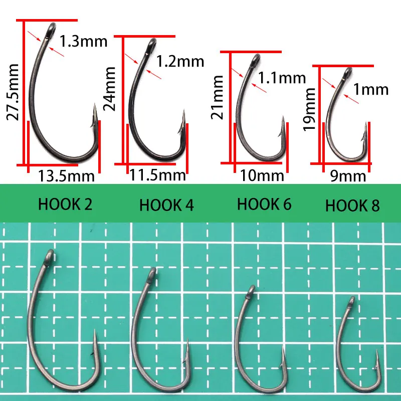 6pcs Carp Fishing Hair Rigs Ready Made Carp Fishing Hook Size 2#4#6#8 Fishing Tackle Equipment Accessories Pesca