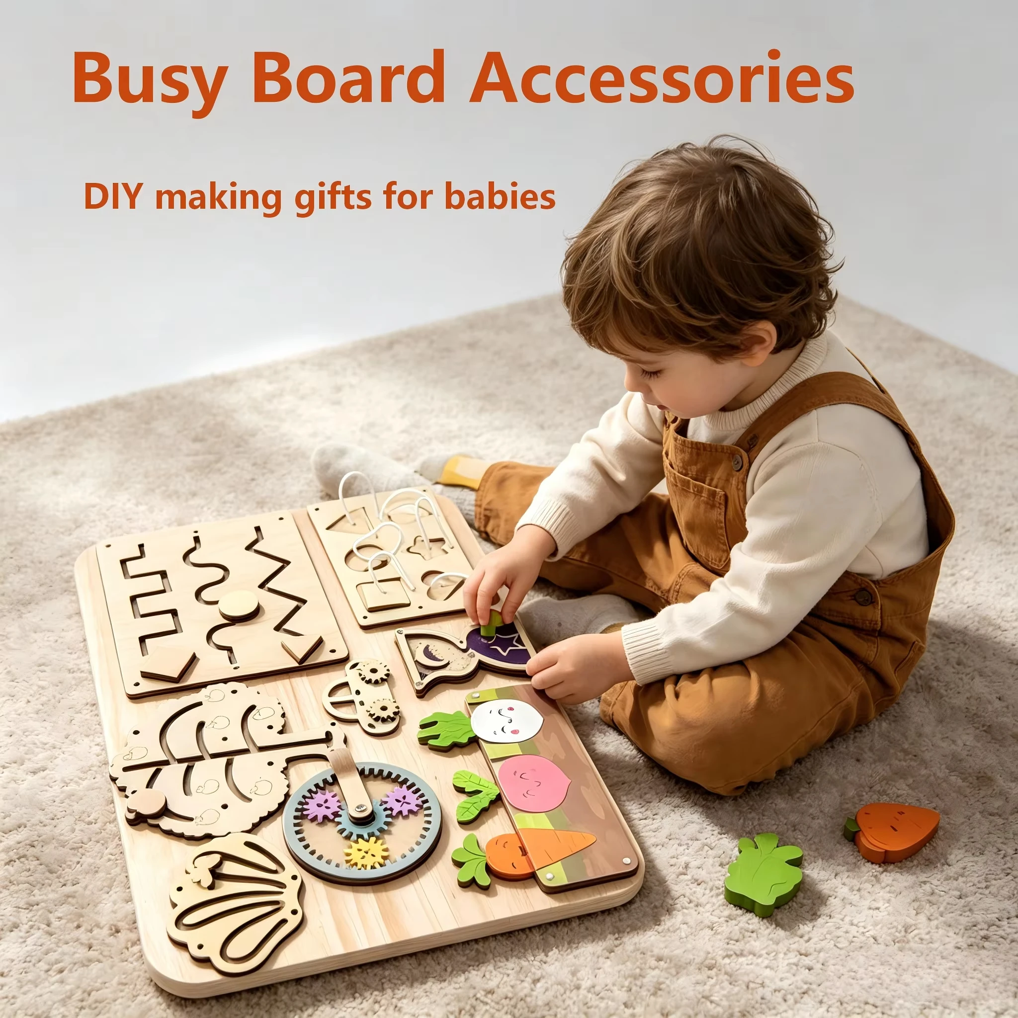 Montessori Busy Board Toys For Children Educational Games DIY Busy Board Parts Wooden Toys Sensory Board Games Puzzles For Kids