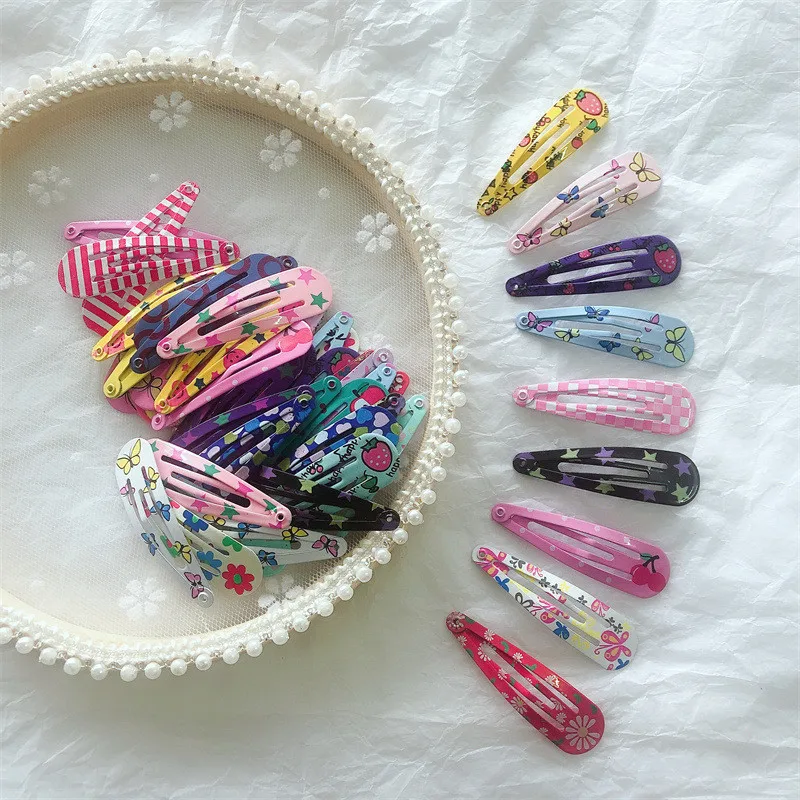 Kids Headwear 20Pcs/Lot Cartoon Hairpin Cute Animal Water Dripping Flower Hair Clip Star Striped Barrette Girls Hair Accessories